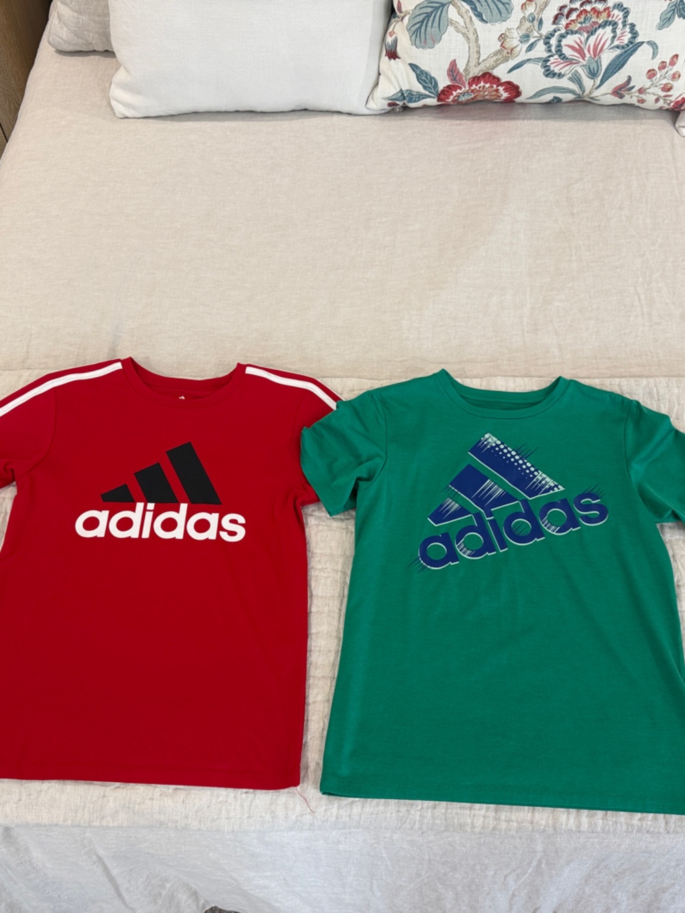 adidas Red & Green Logo Tee Pair for Kids